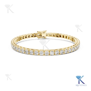 4.00 mm Lab Grown Diamond Tennis <b>Bracelet</b> Round Brilliant Cut 4 Prong Box Link 14k <b>Solid</b> Gold Fine Unisex Luxury Jewelry Gift - Product Image 6