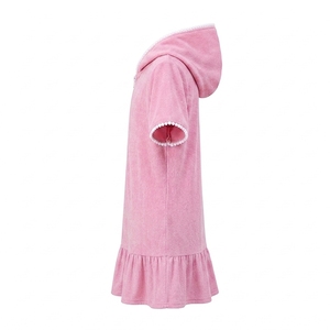 Nuevo Vestido de Baño con Capucha para Niñas, 100% Poliéster, Bonito, Sin Mangas, con Cierre Frontal, Dobladillo con Volantes, Secado Rápido, Mini Vestido de Playa o Piscina, Etiqueta Personalizada - Product Image 1