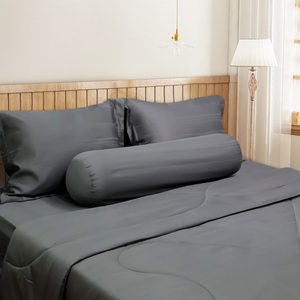 Factory-Price Eco-Friendly 300tc Jacquard Solid Pattern Modern 100% Polyester Microfiber All-Season Luxury Sheet Pillowcase Set - Product Image 2