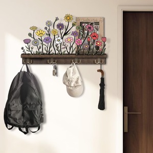 Porta Llaves de Madera con Diseño Floral Colorido, Gancho para Guardar Llaves en la Entrada del Hogar, para Uso Diario y Fácil Acceso, Venta al por Mayor desde India - Product Image 2