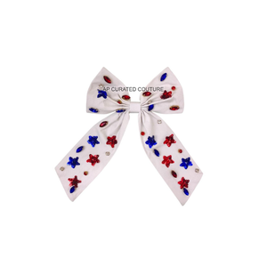 Lazo para el pelo patriótico con cuentas, hecho a mano, con temática de EE. UU., rojo, blanco y azul, para el 4 de julio, de última tendencia 2026, con pinza de cocodrilo - Product Image 2