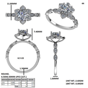 แหวนรูปดอกไม้สีทอง แหวนแต่งงานทรงกลมสำหรับผู้หญิง - Product Image 6