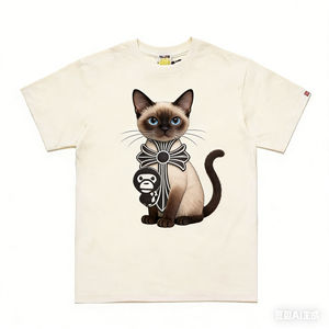 Camiseta de Manga Corta de Alta Calidad 100% Algodón, Unisex, con Estampado de Cabeza de Animal, Camuflaje, Corte Holgado, Transpirable, para Uso Diario - Product Image 3