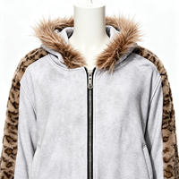 Ensemble de survêtement urbain d'hiver respirant 100 % coton imprimé vintage épais avec strass et capuche en fourrure, écologique, style streetwear
