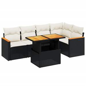 Juego de sofás de jardín modulares de 6 piezas, ratán PE negro, elegante y duradero - Product Image 2