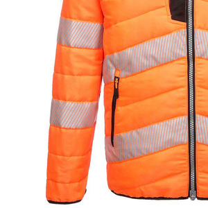 High Visibility <b>Orange</b> Reflective Puffer <b>Jacket</b> Men's Safety Winter Workwear Thermal Quilted Waterproof Construction Parka - Product Image 5