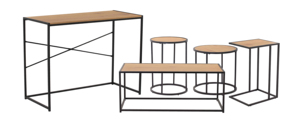 Mesa de Centro Minimalista con Estructura de Metal Negro y Superficie de Melamina para Sala de Estar y Uso Residencial, Duradera y Resistente - Product Image 5