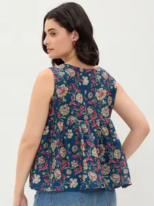 Blusa de Algodón con Estampado Azul y Cuello en V para Mujer, Ideal para Citas Nocturnas y Cenas, a Precio Accesible - Product Image 3