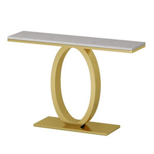 Modern Faux Marble Top Console Table Elegant <b>White</b> & Gold Entryway Table With Metal <b>Frame</b> Side Table For Living Room Home Decor - Product Image 5