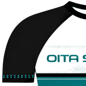 Maillot de sport raglan bleu sarcelle et noir à manches courtes, col rond, respirant, pour entraînement athlétique, uniforme d'équipe, maillot de performance - Product Image 3