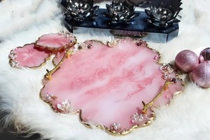 ถาดเรซิ่นตกแต่งหลากสี รูปทรงกลม ของตกแต่งบ้าน ถาดเรซิ่นคุณภาพสูง - Product Image 2