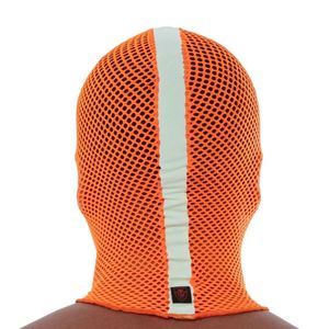 Masque intégral en cuir véritable orange pour homme, style néon, maille, design audacieux, éco-responsable, pour clubwear et fétichisme anime - Product Image 4