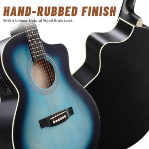 Guitare Folk KMA102 avec amplificateur 15W, accordeur et autres accessoires, panneau en tilleul de 38 pouces, bordure mate, finition bleu frotté, prix - Product Image 6