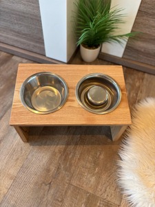 Handmade Modern Wooden Pet Feeding Station With Stainless <b>Steel</b> <b>Bowls</b> Rectangle Indoor outdoor <b>Bowls</b> food use - Product Image 6