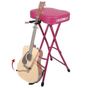 5Core Guitar Stool 3.15" Padded Chair Foldable Heavy Duty Music Seat Built in <b>Foot</b> <b>Rest</b> Guitar Stand - Product Image 1