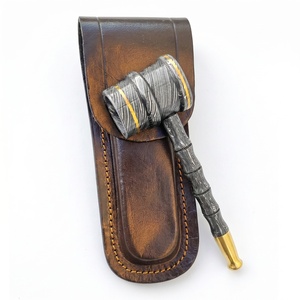 Jexmoo Pipa de Fumar Recta de Acero de Damasco Hecha a Mano de Lujo, Reutilizable, con Funda de Cuero, Regalo para Papá o Esposo - Product Image 6