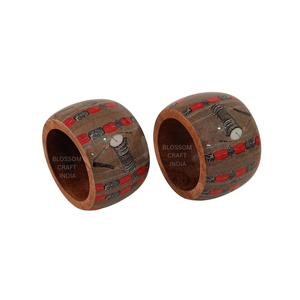 Anillos de Servilleta de Madera con Patrones de Esmalte Personalizados, Decoración de Mesa Pintada a Mano, Regalo Elegante de Alta Calidad - Product Image 2