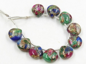 Mohave ต่างหูทองแดงสีเทอร์ควอยส์หยดน้ำตา10X10MM พลอยรูปหัวใจขัดเงาเรียบทำด้วยมือลูกปัดแบบหลวมทำมือ - Product Image 3