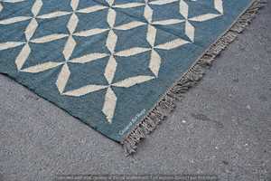 Tapis rectangulaire à motif géométrique Krafterscustom en laine et acrylique, kilim écologique, tufté à la main, tissage plat, poils moyens, latex - Product Image 4