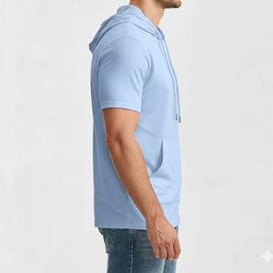 Sweat à capuche polyvalent pour homme à manches courtes, qualité supérieure, tissu léger, toucher doux et confortable, design athlétique moderne, prix bas - Product Image 3