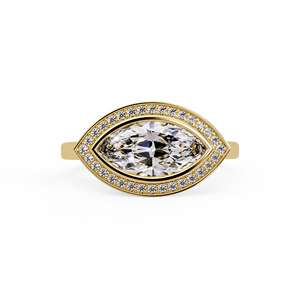 แหวนหมั้นทรงมาร์คีส์แบบเบเซล ฮอลโลว์ ทองคำ 14K 18K สีเหลือง ได้รับการรับรองจาก IGI เพชรเพาะเลี้ยงในห้องปฏิบัติการ ผู้ผลิตและจำหน่ายแหวนแต่งงาน - Product Image 4
