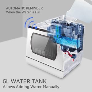 Lave-vaisselle de comptoir avec 5 programmes de lavage, réservoir d'eau intégré de 5 L et porte vitrée - Product Image 2