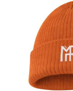 Gorro de Punto Acrílico Personalizado con Logo MR Bordado en Blanco, Color Naranja, Cálido para Invierno, Suave, Fabricante OEM, Unisex - Product Image 3
