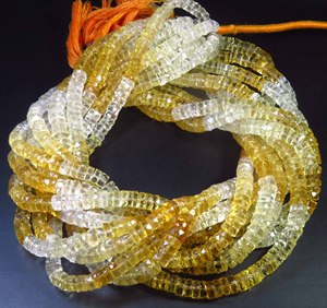 Cuentas de Citrino Natural Multicolor Amarillo Heishi de 6.5mm, Corte Facetado, Hilo de 16 Pulgadas, Alta Calidad, Perforadas al Centro, Pulidas para Joyería - Product Image 4