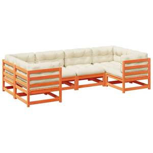 Juego de sofás modulares de jardín de 6 piezas, madera de pino maciza color marrón encerado, muebles de exterior duraderos y elegantes - Product Image 2