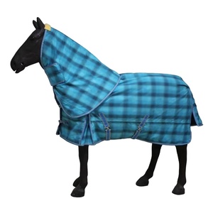 Couverture imperméable pour cheval avec capuche, motif écossais, tissu Oxford 600D, doublure polaire, couverture d'extérieur pour toutes les saisons - Product Image 3
