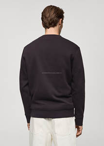 Sudadera con capucha de algodón pesado para hombre, Sudadera de cuello redondo de gran tamaño con logotipo bordado personalizado, patrón sólido, impresión Digital de invierno - Product Image 2