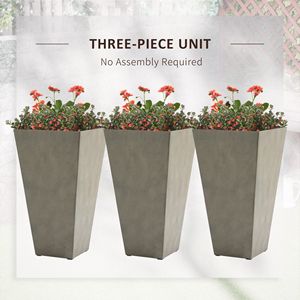 Set di 3 Vasi Alti per Interni/Esterni da 71 cm, Grigio, con Foro di Drenaggio per Portico, Patio, Terrazza, Giardino - Product Image 2