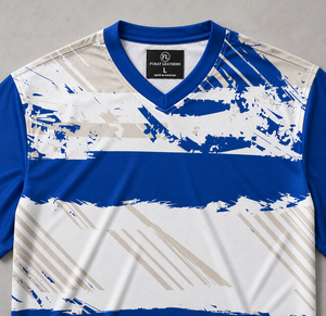 Maillot de basketball sublimé à col en V pour homme FURAT LEATHERS, en polyester respirant, à manches courtes, imprimé géométrique, coupe classique - Product Image 4