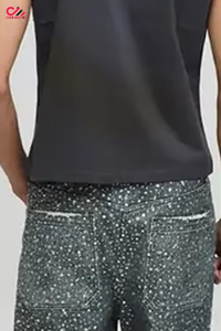 Camisetas de gimnasio sin mangas para hombre con estampado de diamantes de imitación personalizados, camiseta sin mangas de corte ajustado, 100% poliéster, camiseta ligera para correr para hombre - Product Image 3