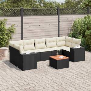 Conjunto de Sofás Modulares Grandes de Ratán PE Negro para Jardín, Muebles Modulares Elegantes para Exteriores - Product Image 1