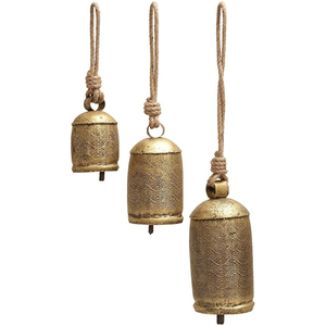Campanas Navideñas Rústicas Colgantes, Adornos de Latón Vintage con Cuerda de Yute, Campana Decorativa Hecha a Mano para Colgar en la Pared - Product Image 4
