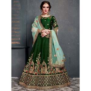 Lehenga Choli de Novia de Lujo, Corte en A, Talla Grande, con Encaje de Perlas y Pedrería - Product Image 1