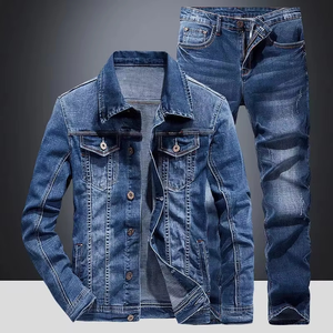Nouvel ensemble deux pièces en jean délavé coupe droite léger ignifuge pour tenue de travail décontractée avec impression personnalisée sous marque privée 2026 - Product Image 3