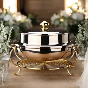 หม้อตุ๋นเคลือบทองและเงินสุดหรู เหมาะสำหรับอุ่นอาหาร จัดบุฟเฟ่ต์ จัดงานเลี้ยง และใช้ในงานจัดเลี้ยง จากประเทศอินเดีย - Product Image 3