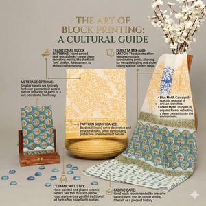 Traje Punjabi de Algodón Blanco con Estampado Floral Verde y Amarillo |   Conjunto Profesional Informal para Mujer con Estampado Artesanal de Alta Calidad - Product Image 4