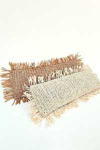Boho Vintage Square Raffia <b>Beige</b> & Black Cushion Cover With Fringes Boho Pillow Cover For Outdoor & Indoor Decor At Cheap Price - Product Image 5