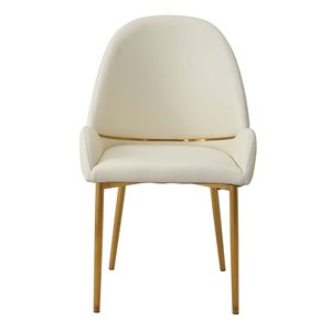 Set di 2 sedie da pranzo in pelle PU beige con gambe in metallo - Product Image 4