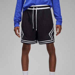 <b>Men</b> 100% Polyester Dry and Comfortable Diamond <b>Shorts</b> with Elastic Waistband Striped Knit Tape Black <b>White</b> Design Front Logo - Product Image 2
