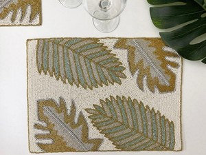 Luxury Beaded Placemats <b>Set</b> <b>6</b> Woven Straw Insulation Eco-Friendly Handmade Embroidery Customizable High Quality Home Wedding - Product Image 6
