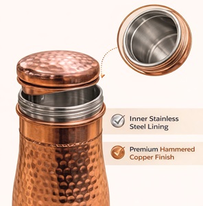 Copper Finish Double Wall Stainless Steel Bedroom Water Jar | <b>Storage</b> Jar with Lid for <b>Bedside</b> Use in Home Kitchen & Office - Product Image 5
