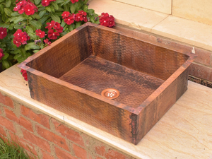 Fregadero de Cobre Martillado Hecho a Mano, Fregadero Rústico de Lujo para Cocina y Baño, Lavabo de Cobre Artesanal - Product Image 1