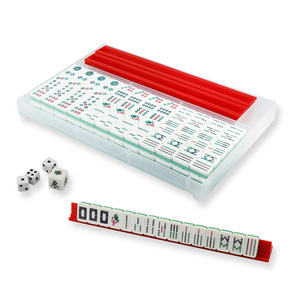 Portable Mini Mahjong Tile <b>Set</b> with Case Racks <b>Dice</b> Plastic Green Red Tiles for Travel Play - Product Image 4