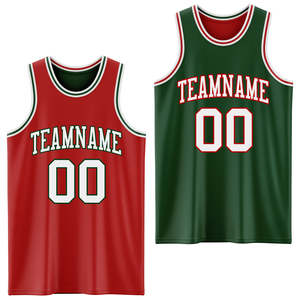 Best Custom Reversible Basketball Jerseys Plus Size Red Green Design Breathable Sublimated Uniforms Summer Wholesale Sportswear - Product Image 2