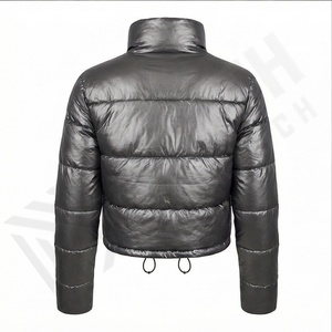 Chaqueta acolchada para mujer, cortavientos cálido con cuello levantado y cremallera, de talla grande, impermeable, a la moda para hombre - Product Image 3