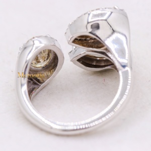 Wholesale 18K White Gold Custom Bridal Fancy Yellow Diamond Pear Marquise Oval 3 Stone Halo <b>Open</b> Engagement <b>Rings</b> - Product Image 3